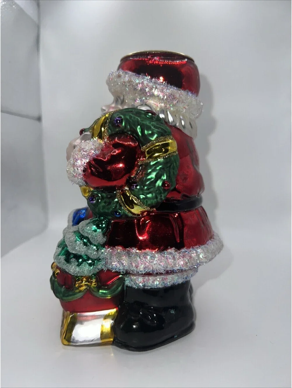 Vintage Santa Candle Holder Glass Mercury